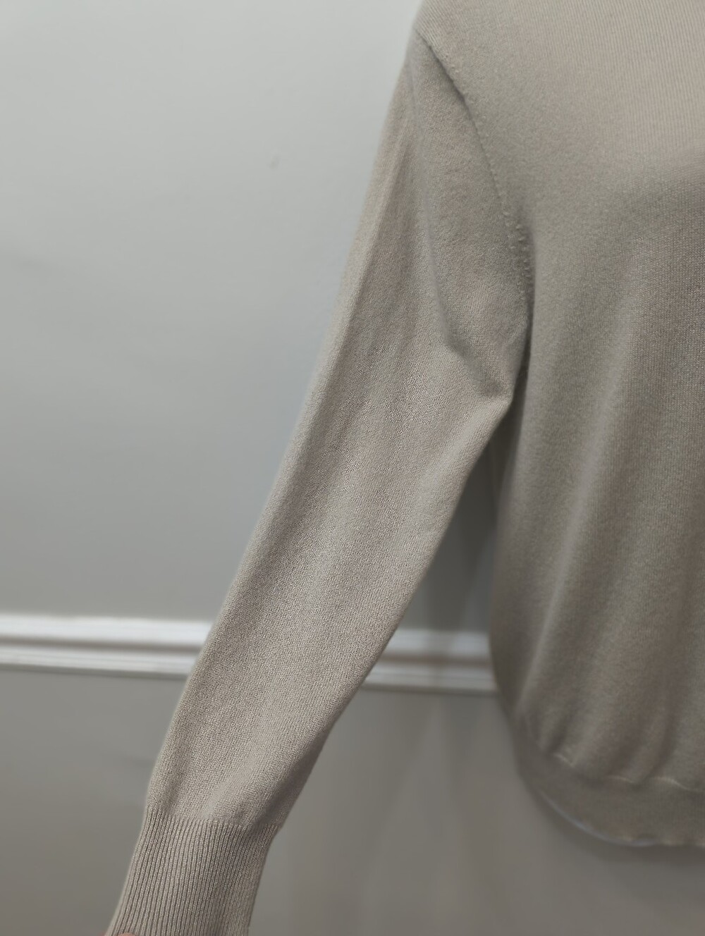 Zara Origins Men's 100% Cashmere Crewneck Sweater Beige Cream L Quiet Luxury - Picture 2 of 10